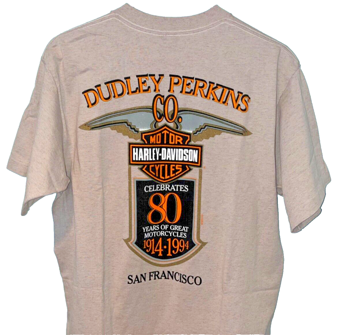 Harley Davidson 80 Years of Great Motorcycles 1994 San Fancisco L Biker T  Shirt
