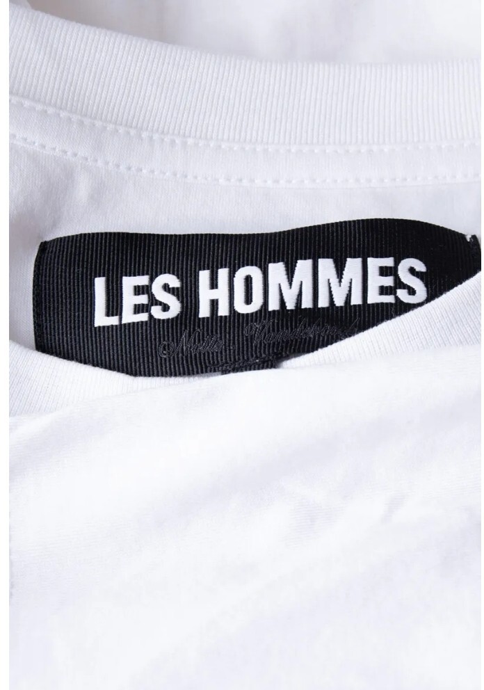 LES HOMMES MEN-Shirt Size M White Print Logo Short Sleeves Round Collar RRP£145 image 4