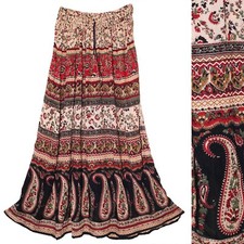 3X To 6X Plus Size Indian Maxi Skirt For Women Gypsy Hippie Boho Ethnic Vtg P82