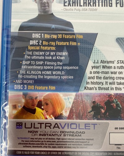 Star Trek Into Darkness 3D (Blu-Ray 3D+Blu-Ray+DVD+Digital) NEW FACTORY SEALED - Picture 3 of 3