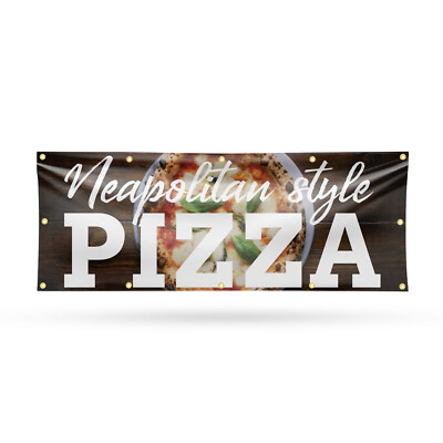 Neapolitan Color Banner Neapolitan Pizza Vinyl Banner Sign with Metal Grommets Heavy-Duty ...