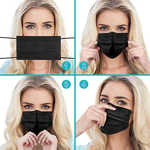 Black Disposable Face Masks 100 Pack Face Mask 3 Ply Disposable Masks