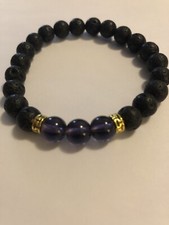 Black Lava Stone Beads Fashion Bracelet Gemstone Crystals. Great Price