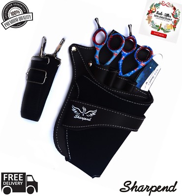 Professional Barber Scissors Holster Hairdressing Holder Pouch Leather Waist Bag