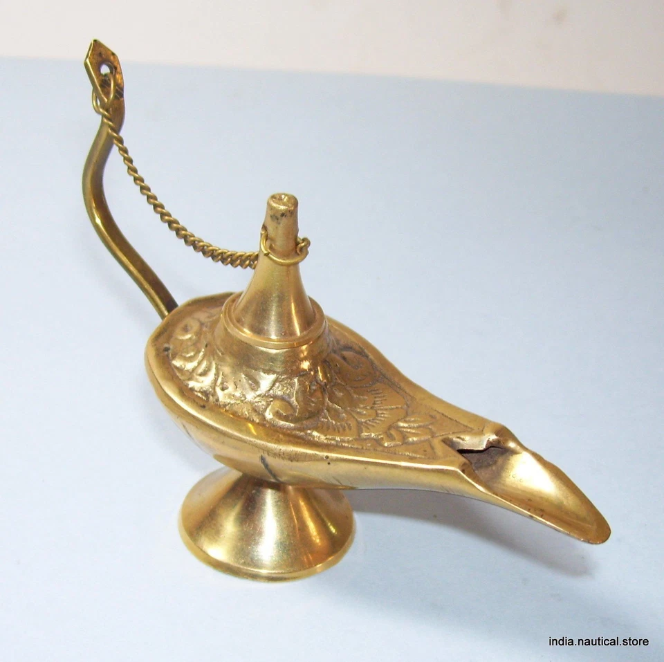 Aladin Genie Öllampen 6,5'' Messing Magische Lampe Aladdin Nahöstlicher Chirag - Bild 3 von 3