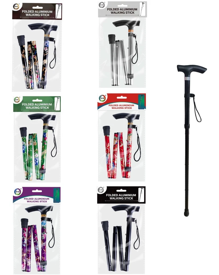 EMERALD MERCHANTS Walking Stick Foldable Easy Adjustable Aluminium Cane Lightweight Mobility Stick