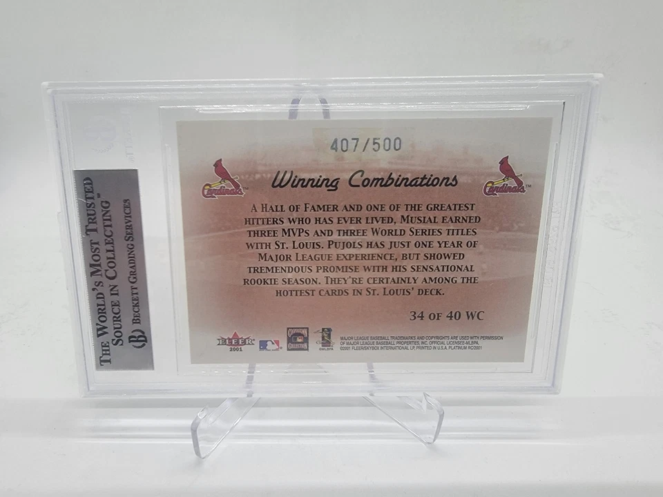 Albert Pujols Stan Musial 2001 Fleer Platinum Winning Combinations Rookie /500 - Image 3 of 4