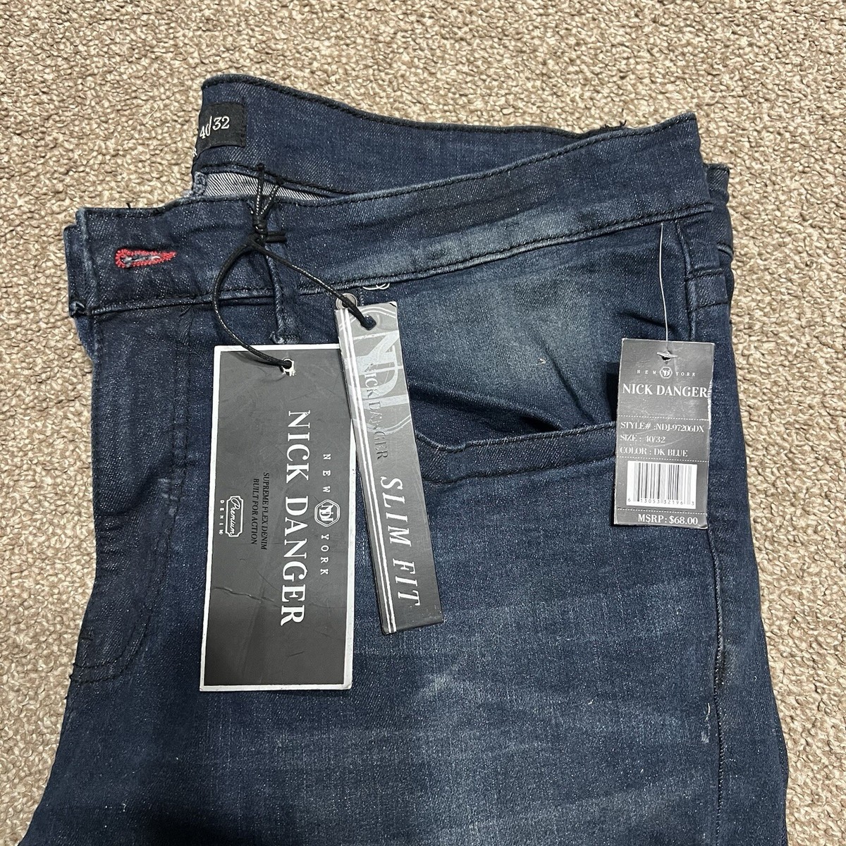 Nick Danger New York Men's Slim Fit Dark Wash Jeans Size 40x32