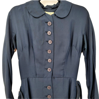 Vintage 1940-50's Button Front Collared House Coat Day Dress Long Sleeve |  eBay