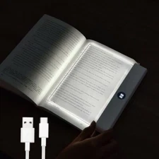 Rechargeable Book Light, LED Flat Panel with 3 Colors Timer, Dimmable Full Page*