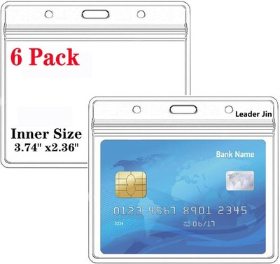 Extra Thick Horizontal ID Card Name Tag Badge Holder with Waterproof Type Res...