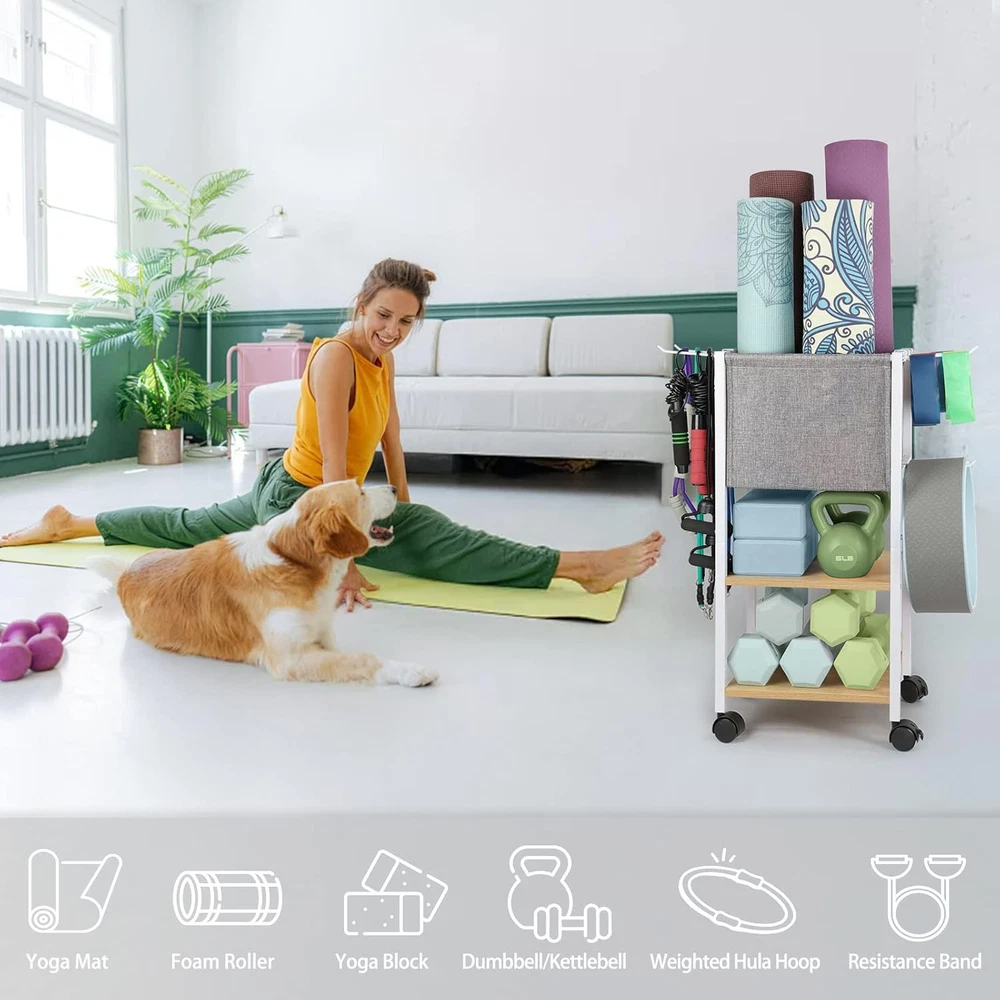 Yoga Mat Storage Rack for Home Gym Workout Equipment Organizer Yoga Mat Storage Rack for Home Gym Workout Equipment Organizer