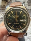 Vintage Seiko 5 Automatic Day-Date Bronze Dial Men's Watch Brown Leather
