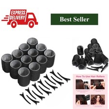 Heatless Hair Rollers Self Grip Hook Loop Curlers 12 Piece Plastic Set