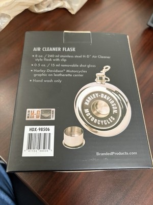 NEW! Harley-Davidson Air Cleaner Round Flask 8 oz Stainless Steel HD DAD GIFT