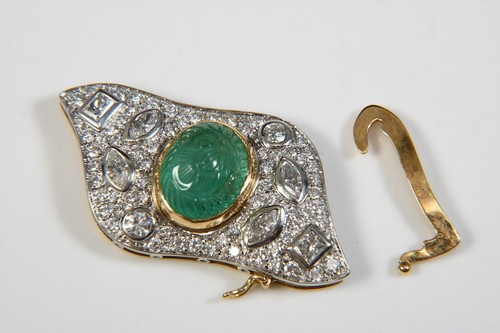 N92N18- Gold 750 18kt Schließe nat. Diamanten ca. 4,86ct Smaragd ca. 7,5ct - Bild 7 von 12
