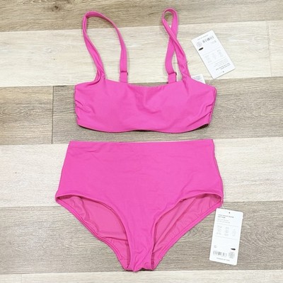 NWT Athleta 2 pc Bikini Square Neck Top & High Waist Swim Bottoms Sz Small 32B/C