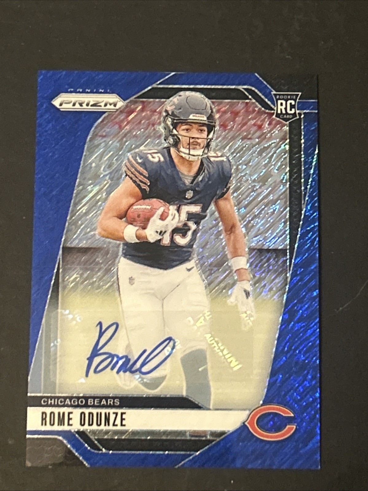 2024 Panini Prizm Rookies Rome Odunze Auto #385 Blue Shimmer Prizm /25 (RC)