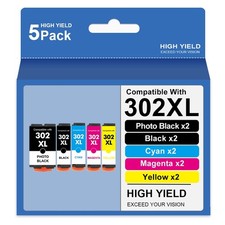5 Pack 302XL Compatible Ink Cartridges with Epson Expression XP-6000 XP-6100