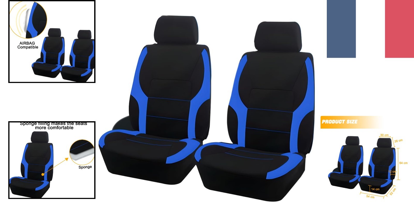 Housses de Siège Voiture Universelles Élégance Finition Surpiquée Premium