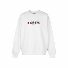 Image of Levi's Relaxed Fit Men's Sweatshirt S White Crew Neck Graphic Logo Pullover