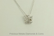 Cute Sterling Silver Lace Butterfly 14mm x 15mm Pendant 925 16" Chain