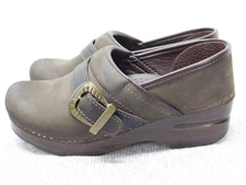 Dansko Shoes Womens Size 36 Brown Leather Slip On Clogs Buckle Comfort Work