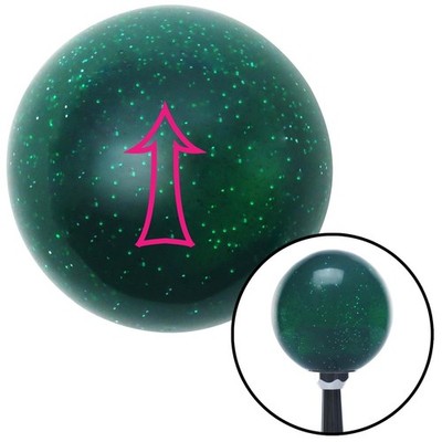 Pink Fancy Outlined Directional Arrow Up Green Metal Flake Shift Knob M16x1.5