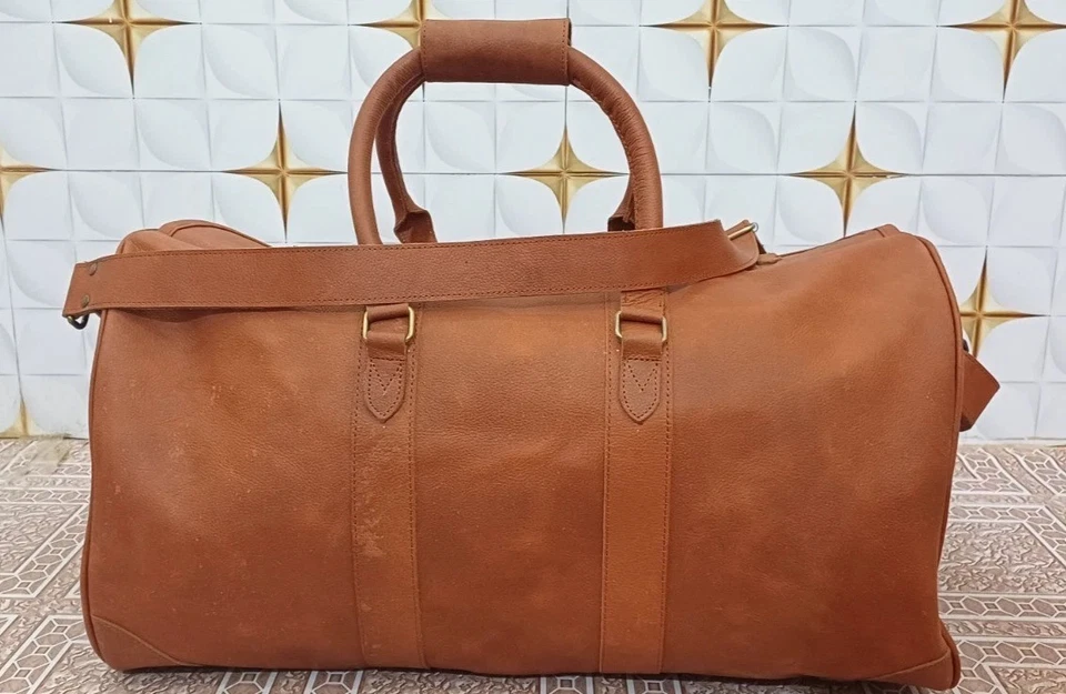 RALPH LAUREN HERITAGE LEATHER DUFFEL BAG (COPY) UNISEX ADULTS VINTAGE BROWN - Image 3 of 4