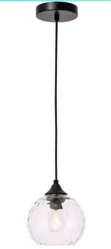 Living District Cashel 1-Light Metal and Glass Pendant in Black/Clear - Picture 2 of 5