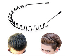 Metal Hair Band for Men Headband Women Bands Unisex Black Wavy Spring Outdoor Sp