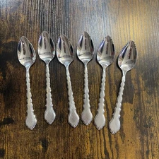 6 Oneida Community Cello Stainless Citrus Grapefruit Spoon Replacement Lot