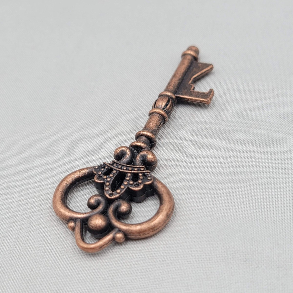 Skeleton Key Copper tone Keychain 3.25