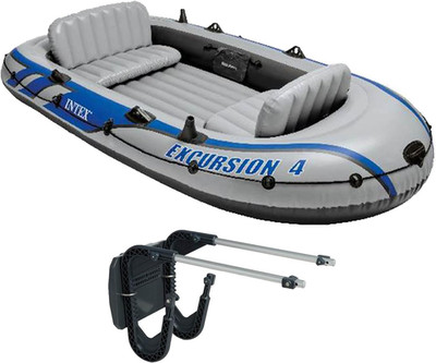 INTEX 68324EP Excursion 4 Inflatable 4-Person Fishing Boat Raft Set for Adults w