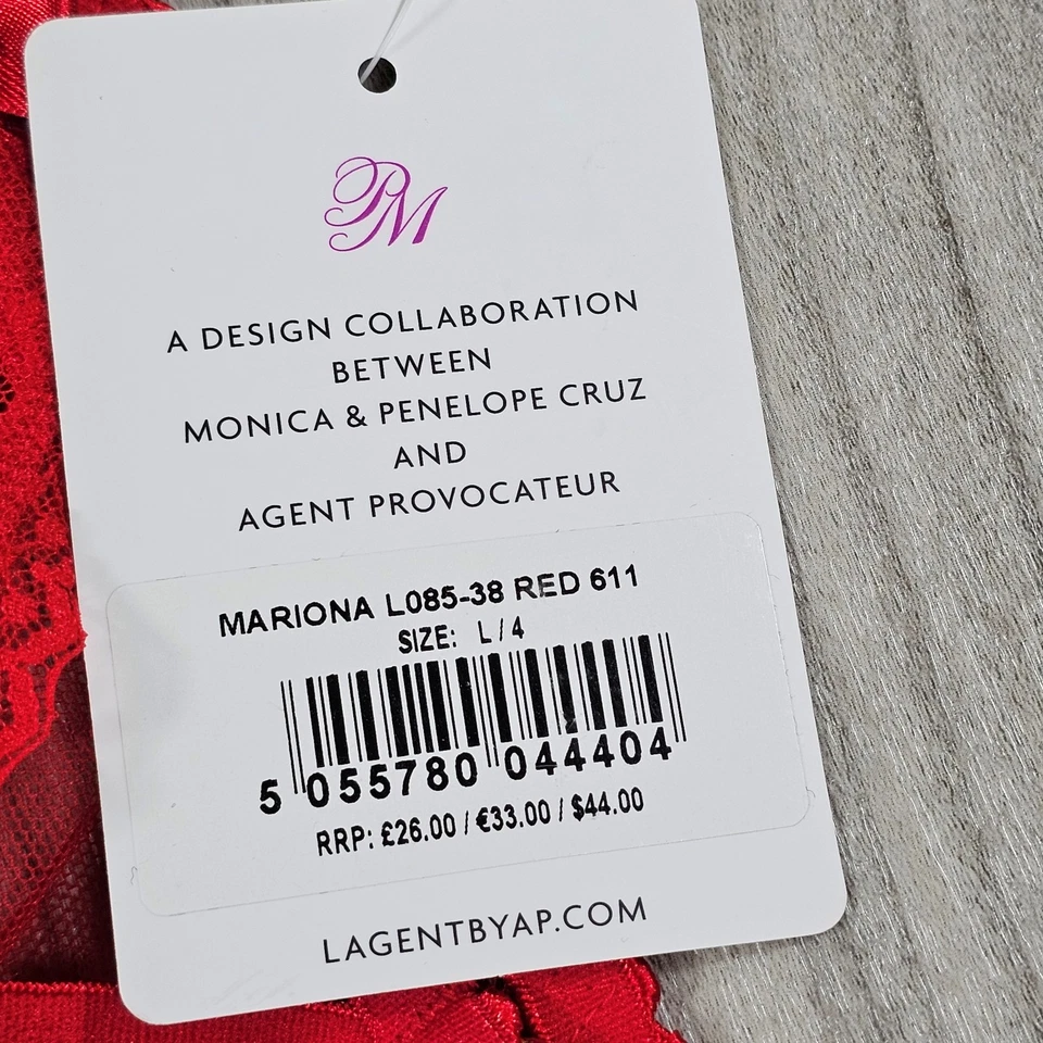 Трусики короткие L'Agent от Agent Provocateur Mariona красные кружевные с вырезом, размер 4 L - Изображение 3 из 4