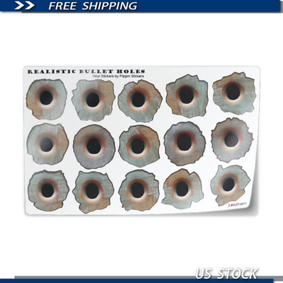 Small Caliber Rusty Look Bullet Hole Stickers - Realistic 3D Vinyl Decals
