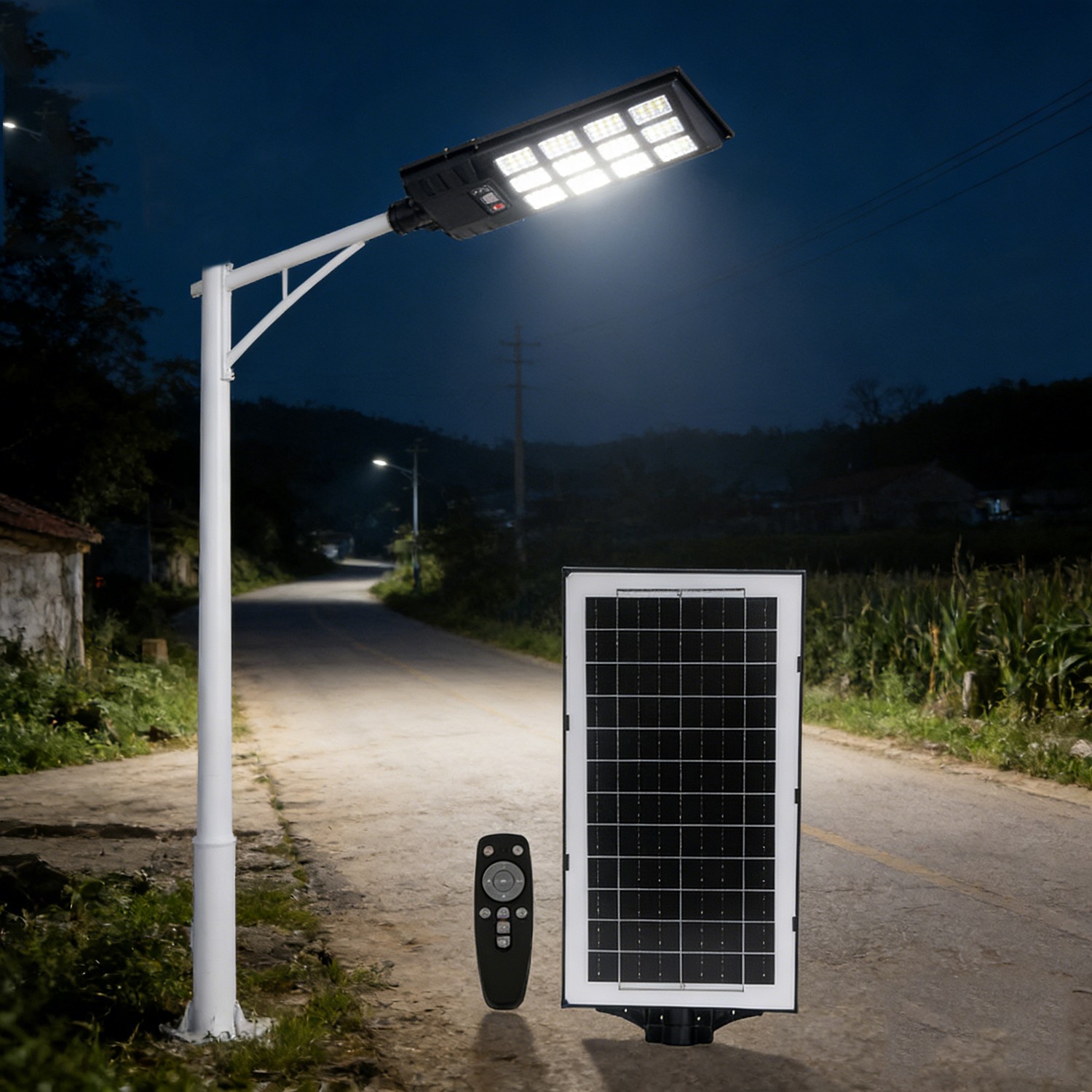 Solar LED Street Light Outdoor,Remote,Waterproof Dusk, Yard Garden Lamp
