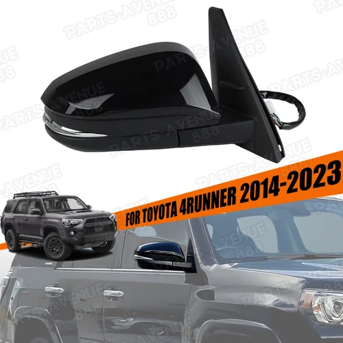 Right Side Mirror W/ Camera Blind Spot For Toyota 4Runner 2014-2023 Black 14 Pin