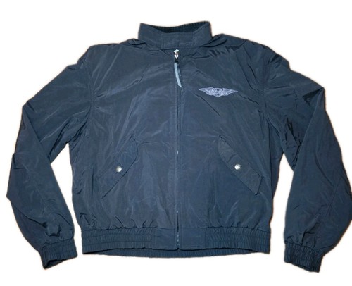 HARLEY DAVIDSON Motorcycle embroidered reflective Black lightweight JACKET | XL
