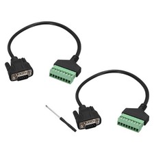 DB9 Male to 8 Pin Screw Terminal Adapter, 9 Pin VGA Extension Cable Pack of 2
