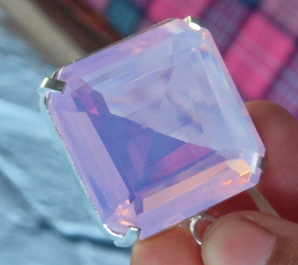 69 CT Natürlich Pink Opal Asscher Schnitt 925 Massives Sterlingsilber Anhänger - Bild 2 von 4