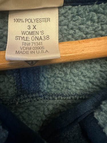 Vtg LL Bean Teal Blu Sherpa Fleece Barn Jacket button Coat Women Sz 3xl USA - Picture 4 of 6