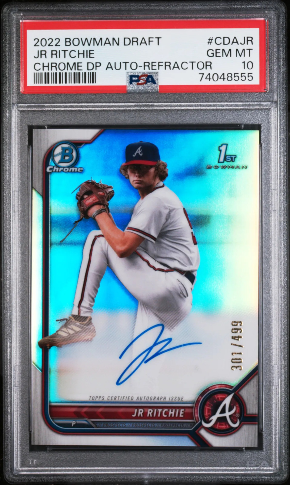 2022 Bowman Draft Chrome Draft Auto JR Ritchie #CDAJR DP Refractor /499 PSA 10