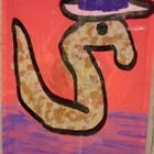 Fancy Worm in Hat Decorated painted art Card laminated ooak aceo atc — photo 3