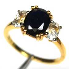 Black Friday 925 Silver 7 x 9 mm. Blue Sapphire Topaz Ring Size 7