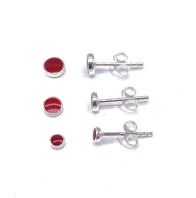 925 Sterling Silber Knopf Kugel Ohrstecker rote Koralle