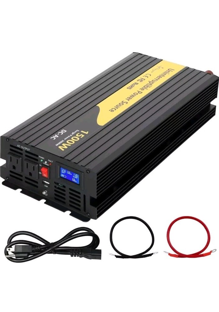 Miumoon 1500W Primary Sump Pump Battery Backup, Black, LCD Display, 1500W Black