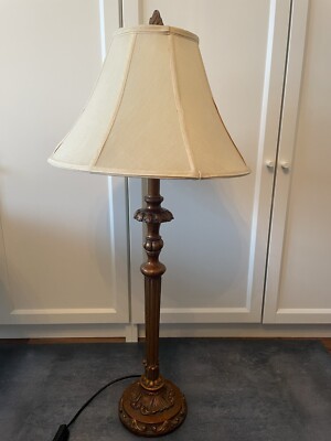 Vintage Florentiner schattierte große Lampe italienisch traditionell 35'' vergoldet bronziert
