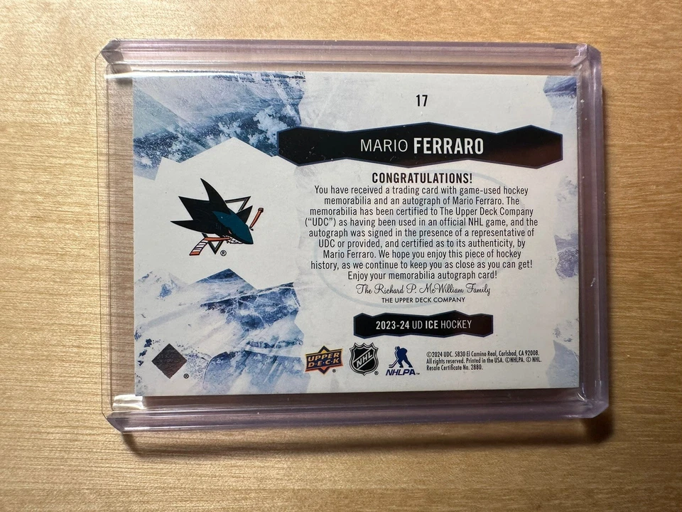2023-24 Upper Deck Ice Mario Ferraro Gold Patch Auto /49 - Image 2 of 2