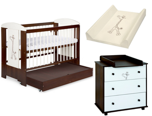 cot bed and chest of drawers